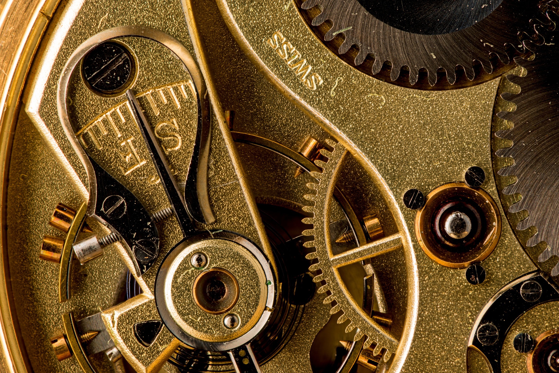 Focus Stacking using 10 frames. 1905 Stauffer & Co. Peerless Fob Watch, 18k gold with Swiss made IWC Calibre No.52 movement.