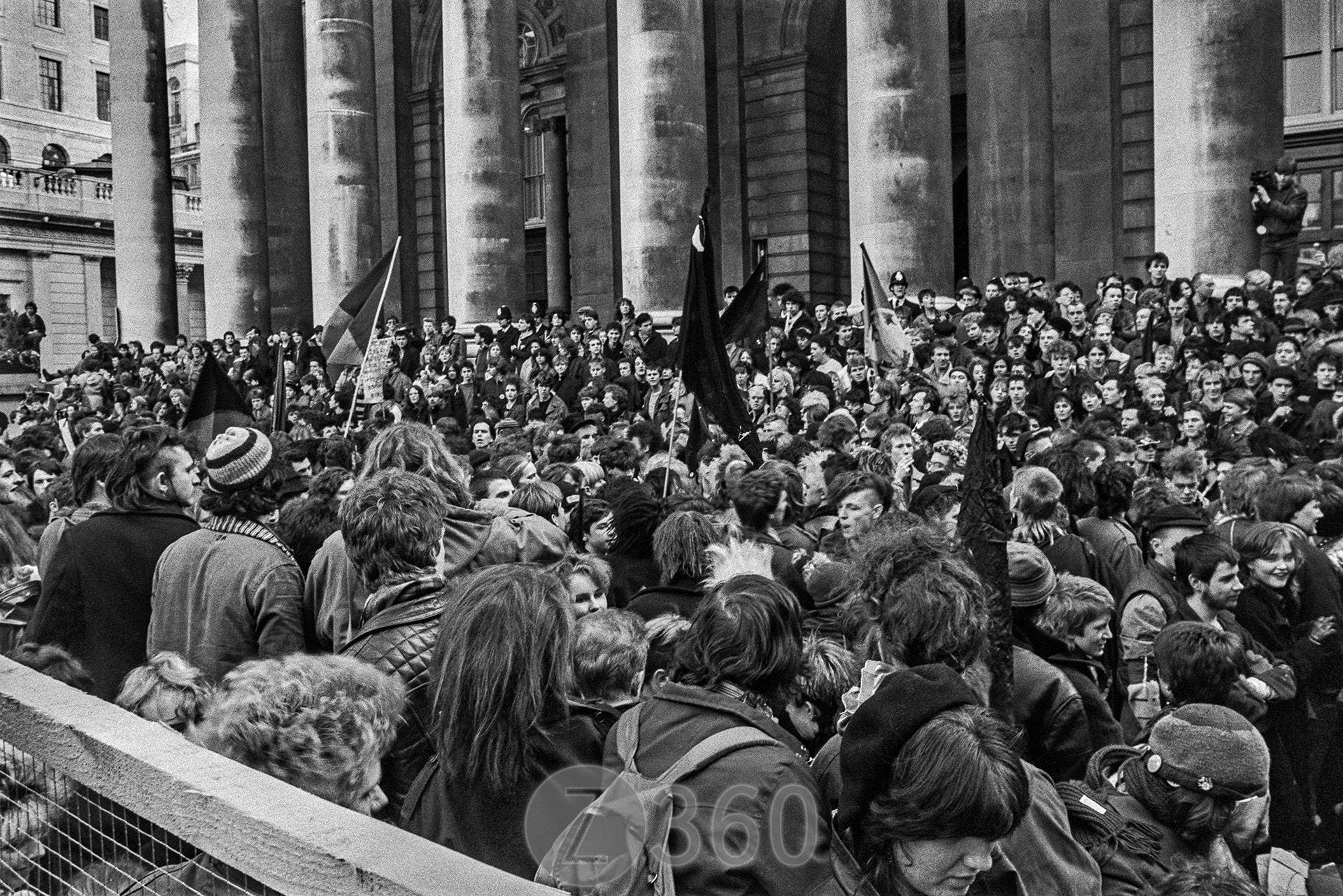 Vast crowd outside The Royal Exchange