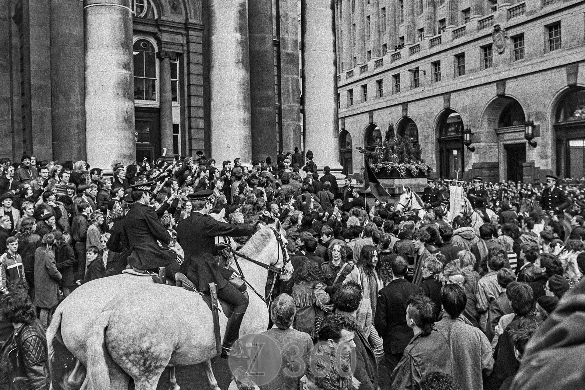 The horses clear a path