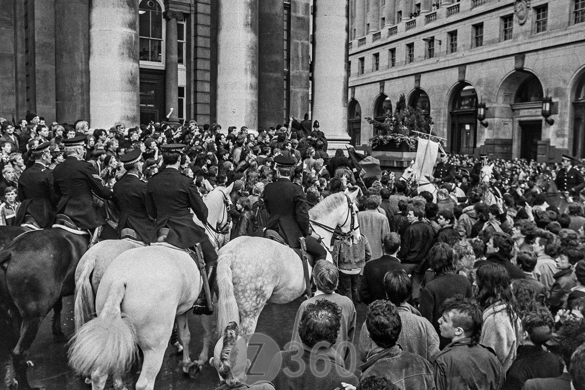 The horses clear a path